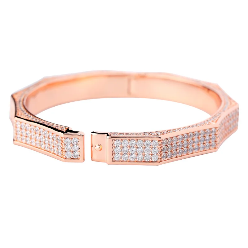 Микро проложили AAA+ кубический цирконий Bling Ice Out геометрический многоугольник открытый манжеты браслеты для мужчин женщин хип хоп рэппер ювелирные изделия