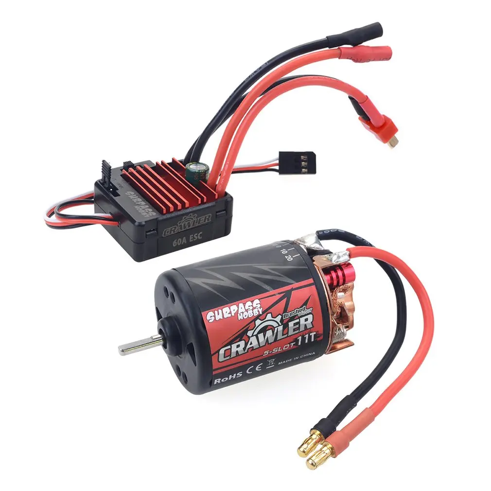 

SURPASSHOBBY 540 Carbon Brushed Motor 11T/13T/16T/20T and 60A Electronic Speed Controller Set for RC Car and Truck Crawler