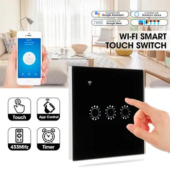 

1/2/3 Gang Smart Touch-Switch WiFi RF APP Remote/Voice Control by Amazon Alexa Google Assistant IFTTT For Home LED Light Lamp