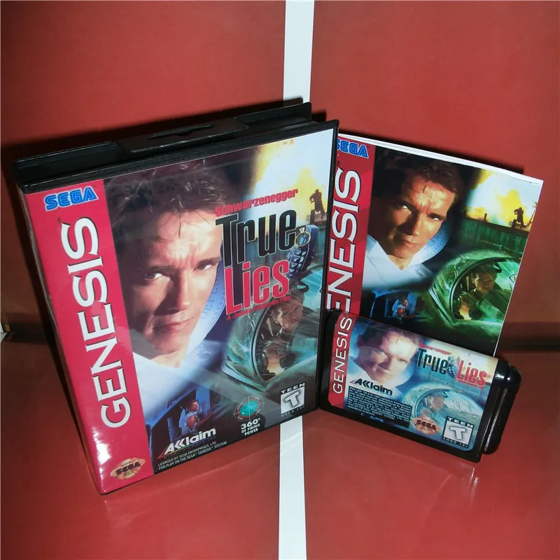 True Lies US чехол с коробкой и руководством для sega Megadrive Genesis Видео игровой консоли 16 бит MD карты