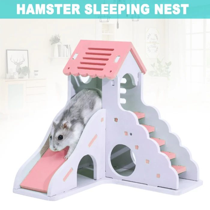 Мини-домик для хомяка деревянный экологически чистый моющийся легко собрать домик для домашних животных UD88