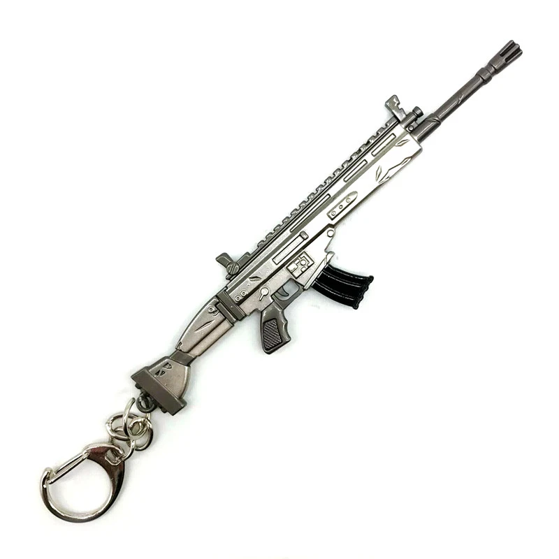 SCAR Аниме Фигурка игра детская игрушка Битва королевская фигурка крепостная AWM Модель сплав брелок в форме оружия форта ночь - Цвет: SCAR