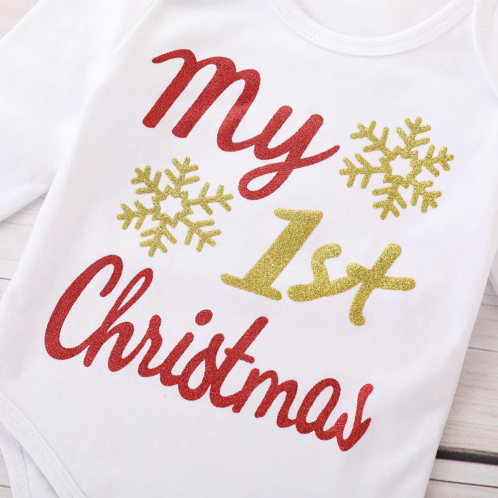 Рождественская Одежда для новорожденных и маленьких девочек; Рождественский комбинезон с надписью; комплект юбки-пачки; зимняя теплая Изысканная одежда