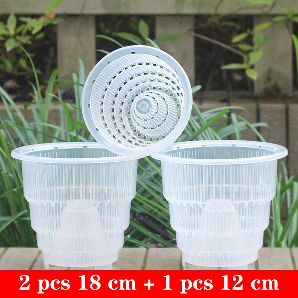 Clear Orchid pots with Holes Plastic Flower Planter 7 inch 6 Pack 