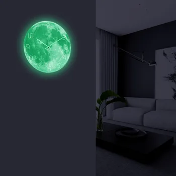

2020 New Luminous Moon Wall Clock Planet Acrylic Material UV Printed Clock Glow Clocks Wall Watch Bedroom Living Room Decoration