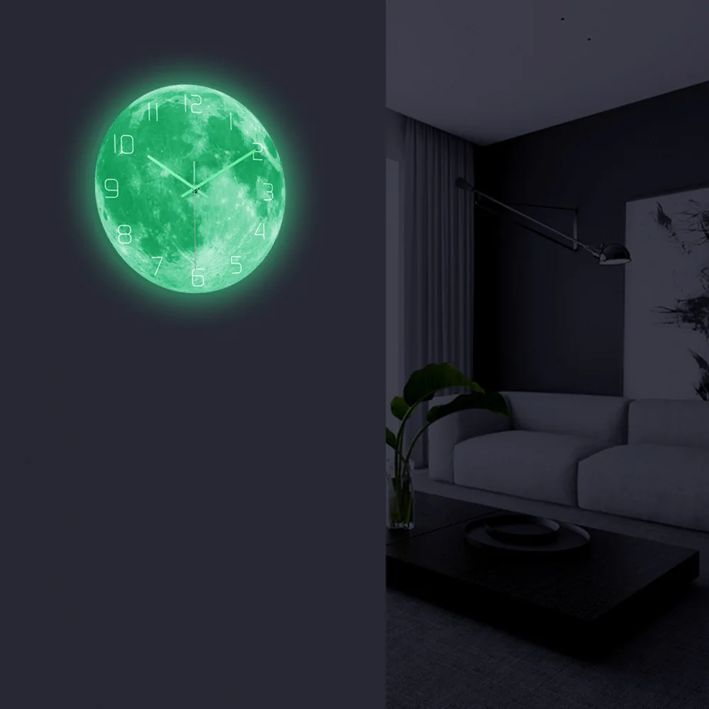 Luminous Moon Wall Clock Wall Clock Bedroom Wall Clock Glow