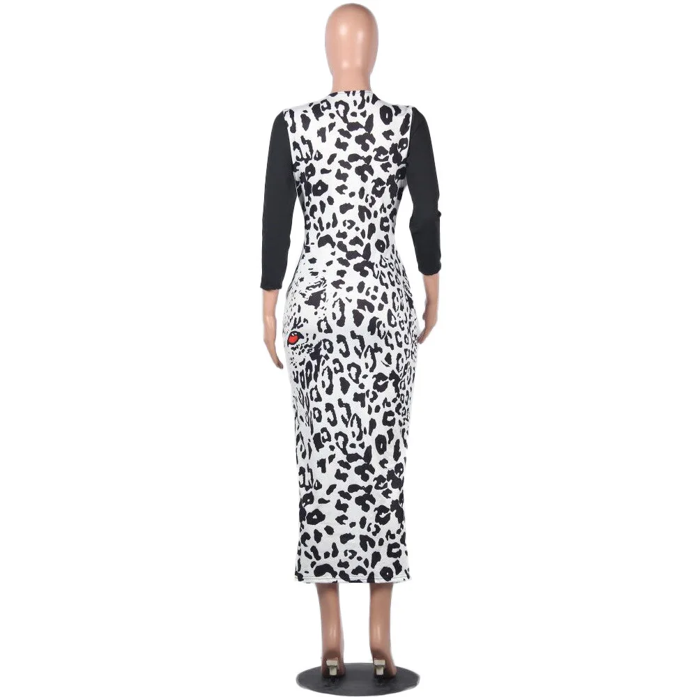 Новая африканская женская одежда Дашики стрейч, модное леопардовое Платье с принтом Размер s M L XL XXL MD518