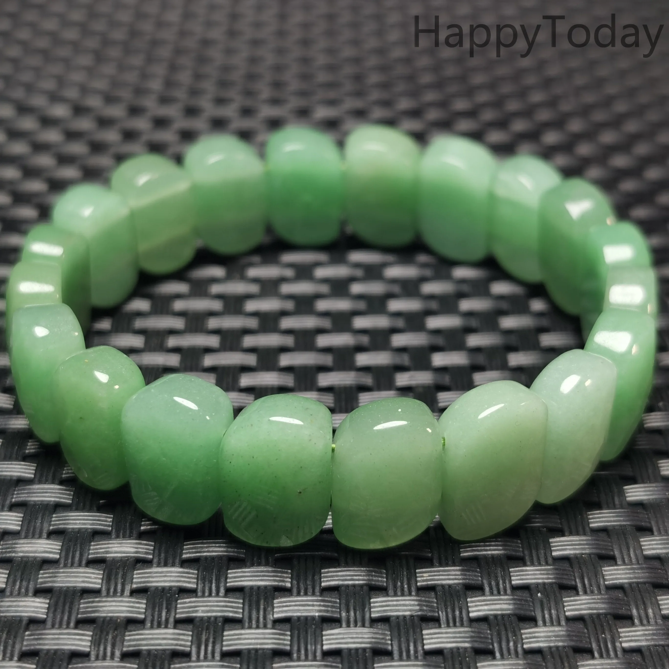 

Natural green aventurine "S" shape Bracelets Geometry Long Beaded Stone Wrap Bracelet Elastic Bangle