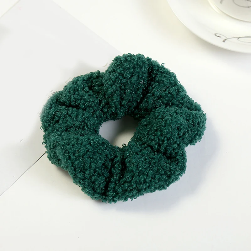 dark green Зимние мягкие бархатные резинки для волос, плюшевая повязка для волос, резинка для волос, ободок для волос, резинки для волос, резинки для волос, красный, зеленый, розовый, аксессуары - Цвет: dark green