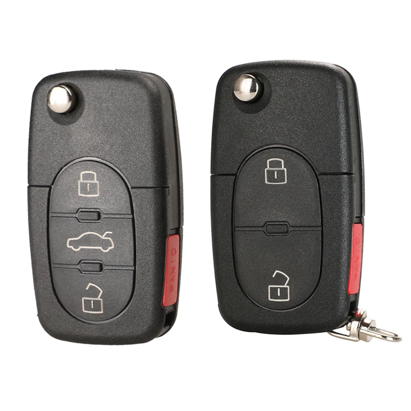 

jingyuqin Flip Fob Remote Key Shell Case for VW Passat Jetta Golf Beetle 4/3+Panic 3/4 Buttons Fit CR1616/CR1620