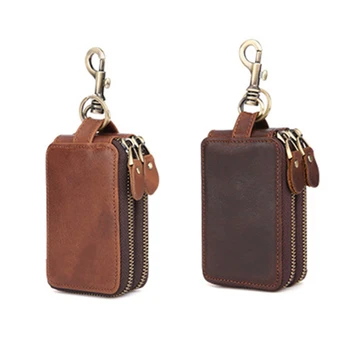 

Genuine Leather Keys Wallet Key Holder For Car Pouch Bag Keychain Housekeeper Car Key Case Organizer Key Cover 2 Colors