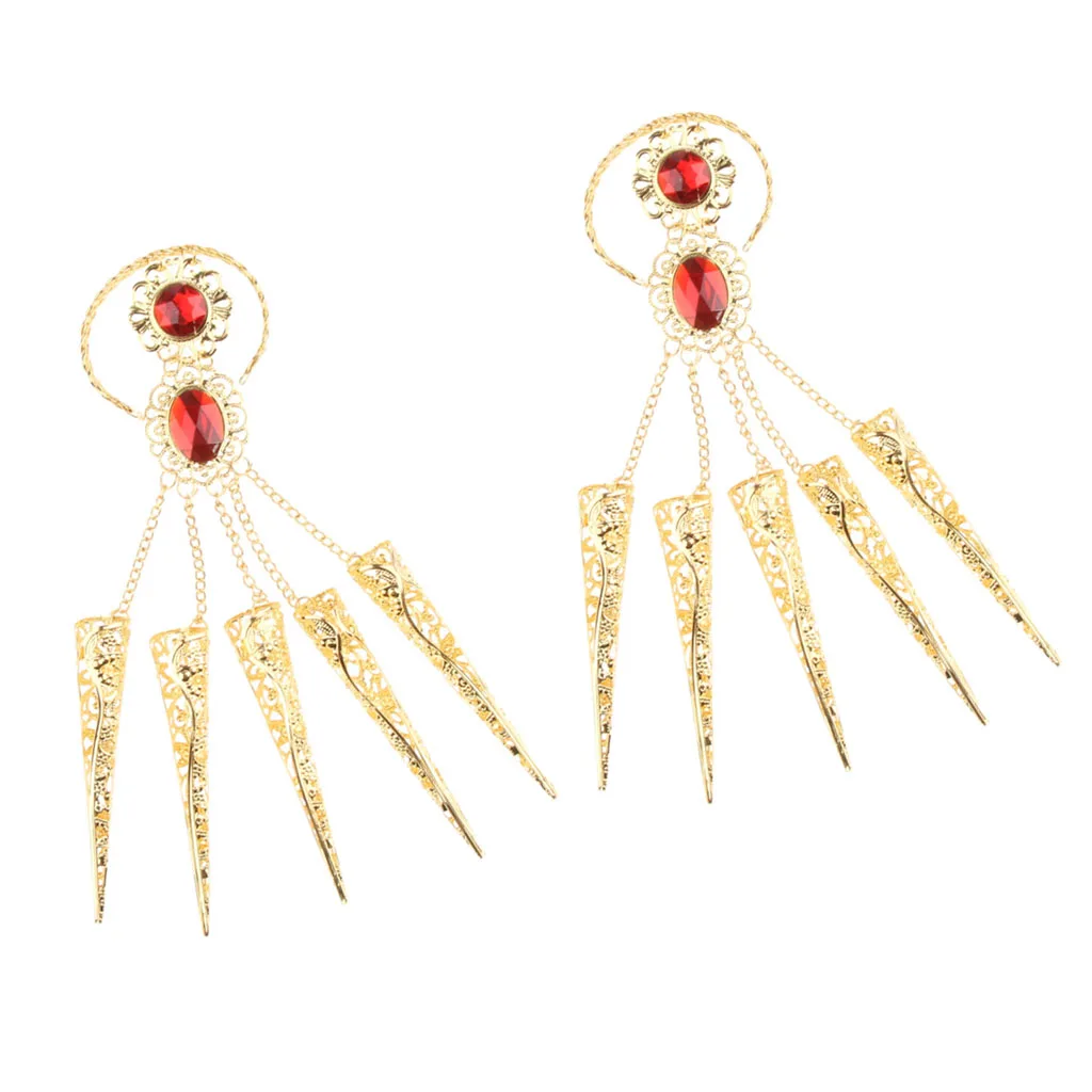 1 Pair Belly Dance Finger Costume Indian Thai Golden Nail Jewelry | Тематическая одежда и униформа