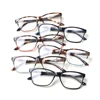 Stylish Rectangular Reading Glasses Spring Hinge Men Women HD Eyeglasses Diopter +0- -+600 1