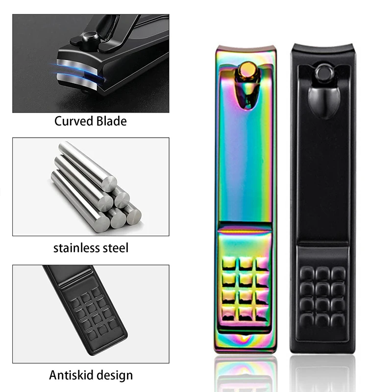 1pc Colorful Black Nail Clipper Cutter Stainless Steel Cuticle Scissors Machine Professional Toenail Trimmer Manicure Tool