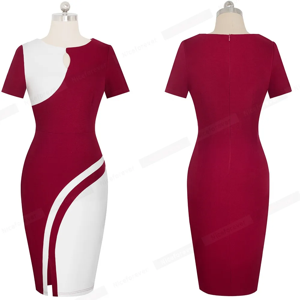 Хорошее-forever Новое весеннее элегантное стильное контрастное цветное лоскутное офисное платье для работы vestidos бизнес бодикон женское платье B571