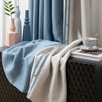 

2020 Thick Blackout Curtains For Living Room Bedroom Luxury Modern Insulating Window Geometric Drapes Splice Blind Decor Curtain