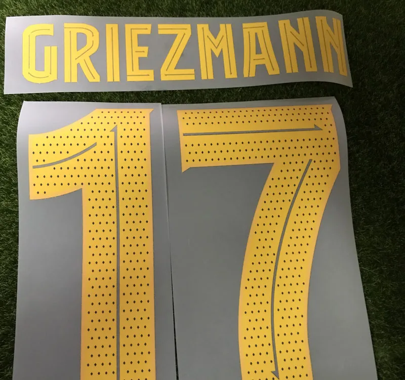 Высокое качество плеер Версия Messi Griezmann Nameset DE JONG Suarez Nameset с большими отверстиями печать футбольная нашивка - Цвет: Player Griezmann 17