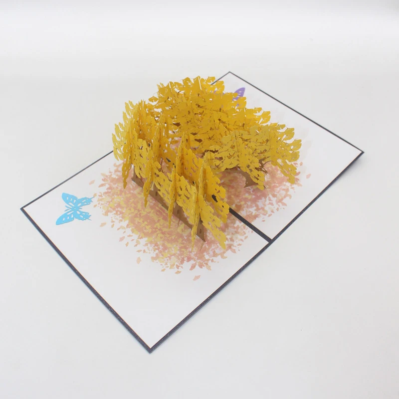  3D Handmade Butterfly Ginkgo Tree Forest Paper Invitation Greeting Card Wedding Party Valentine's D - 4.00031E+12