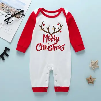 

Newborn Baby Bodysuits Reindeer Baby Unisex Long Sleeve Button Jumpsuit Autum For Baby Merry Christmas Gift