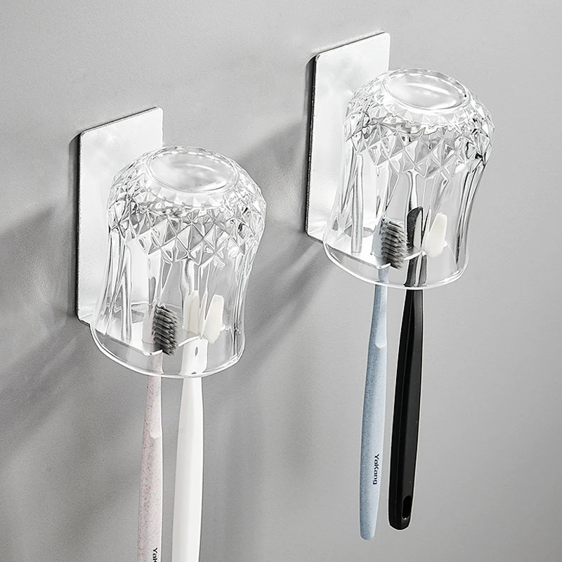 Self-adhesive Bathroom Cup Holder Black Toothbrush Holder Bathroom Accessories Metal Wall Cup ML7002