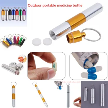 

Waterproof Capsule Shape Aluminum Pill Case Keychain Outdoor Pocket Pill Holder Container Delicate Seal Medicine Organizer Box