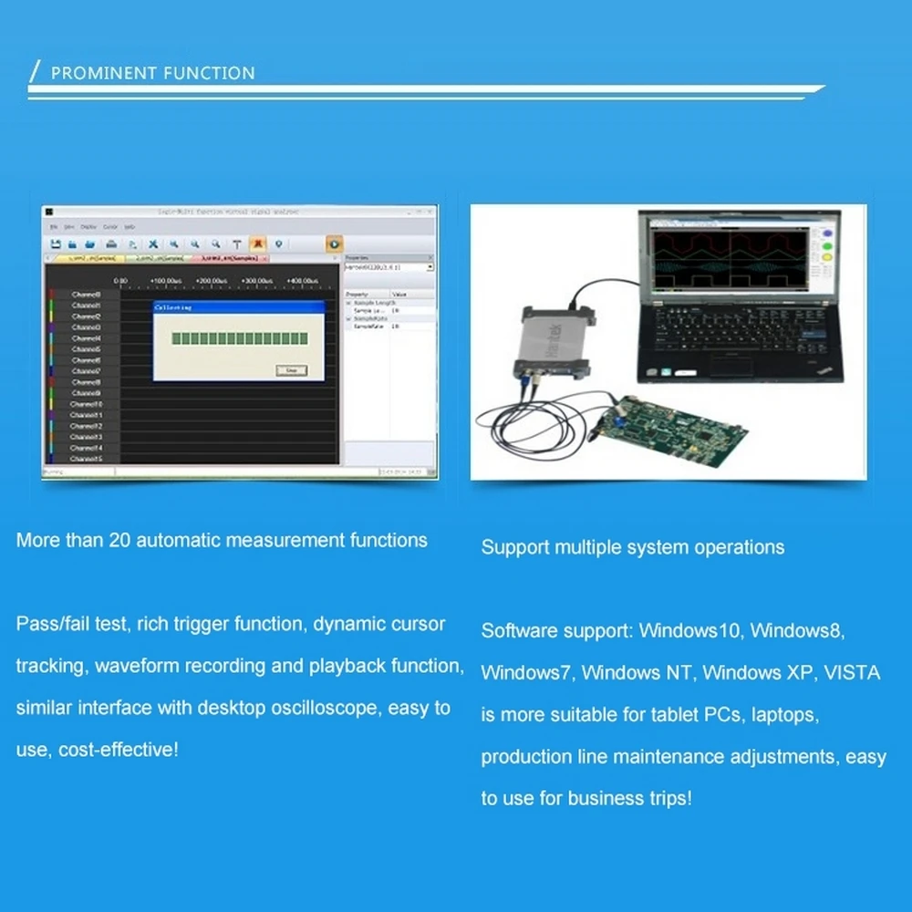 Hantek 6022BL PC USB Портативный Осциллограф 2 цифровых канала 20 МГц полоса пропускания 48MSa/s частота дискретизации 16CH логический анализатор