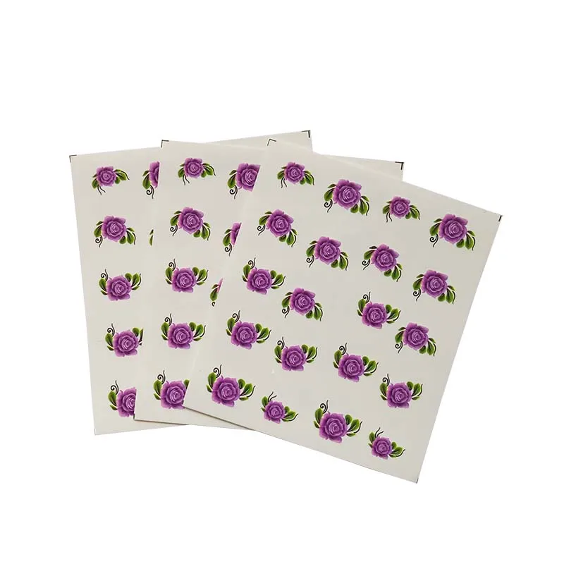 

3pcs Violet Flower Nail Sticker Green leaves DIY Manicure Slider Embossed Adhesive Nail Art Tips Decorations Decals E16