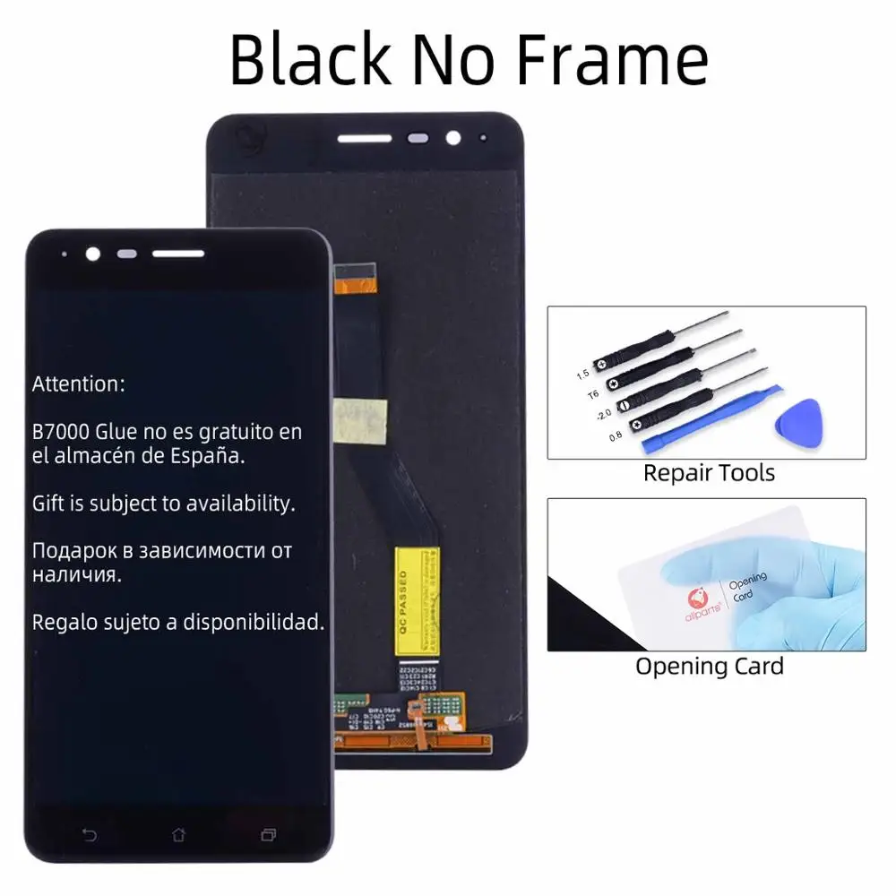 Black No Frame AMOLED Дисплей для ASUS Zenfone 3 Zoom ZE553KL LCD в сборе с тачскрином на рамке черный белый - Цвет: Black No Frame