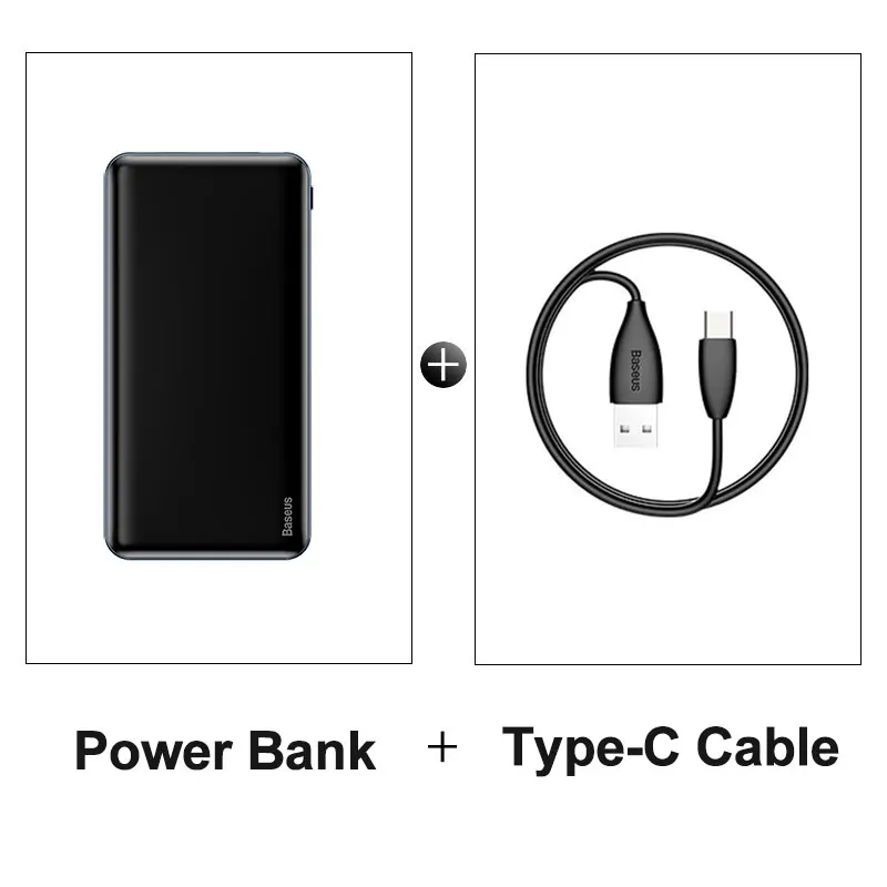 Powerbank Black Тонкий внешний аккумулятор Baseus, 10000 мА/ч, Тип C, PD, быстрая зарядка для iPhone 11 Pro Max, портативный внешний аккумулятор, внешний аккумулятор, зарядное устройство - Цвет: Powerbank Black