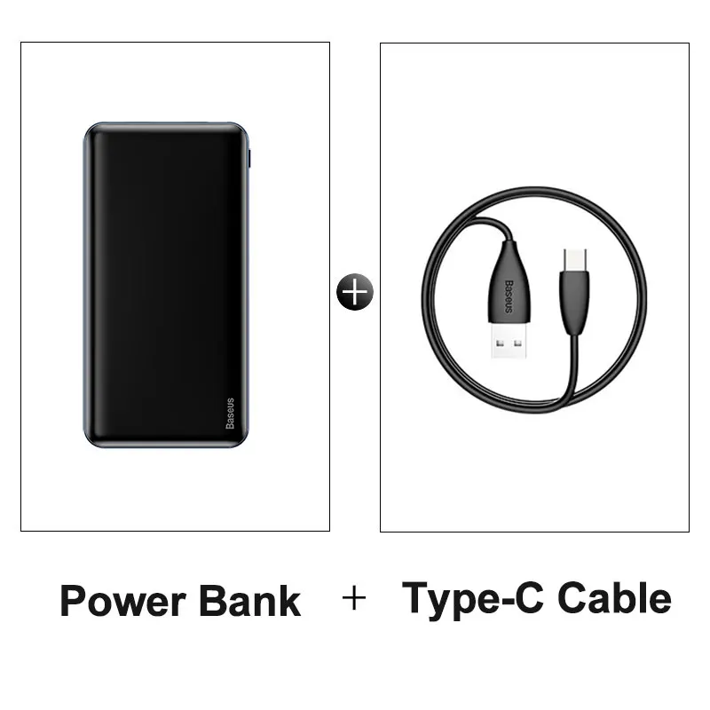 Тонкий внешний аккумулятор Baseus, 10000 мА/ч, Тип C, PD, быстрая зарядка для iPhone 11 Pro Max, портативный внешний аккумулятор, внешний аккумулятор, зарядное устройство - Цвет: Powerbank Black