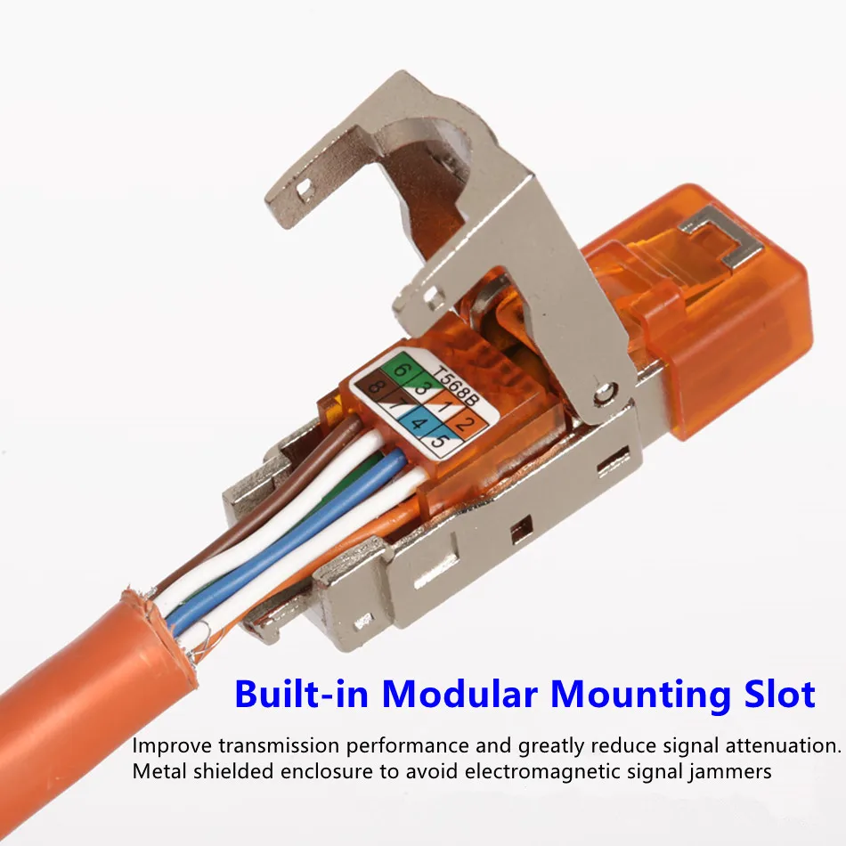 Cat6A Cat7 Cat8 Rj45 Connectors Tool-Free Crimping Shielded Ethernet Cable LAN Corner Adapter Network Cable Internet RJ45 Plug