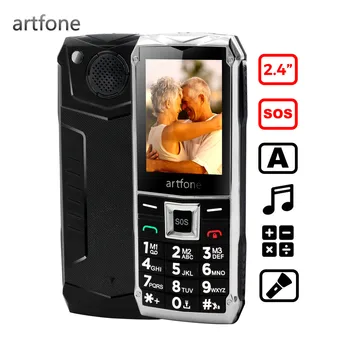 2.4インチカラー画面ビッグボタンの携帯電話高齢者のための、artfoneデュアルsimデュアルスタンバイロック解除gsm sos携帯電話 (2グラム)
