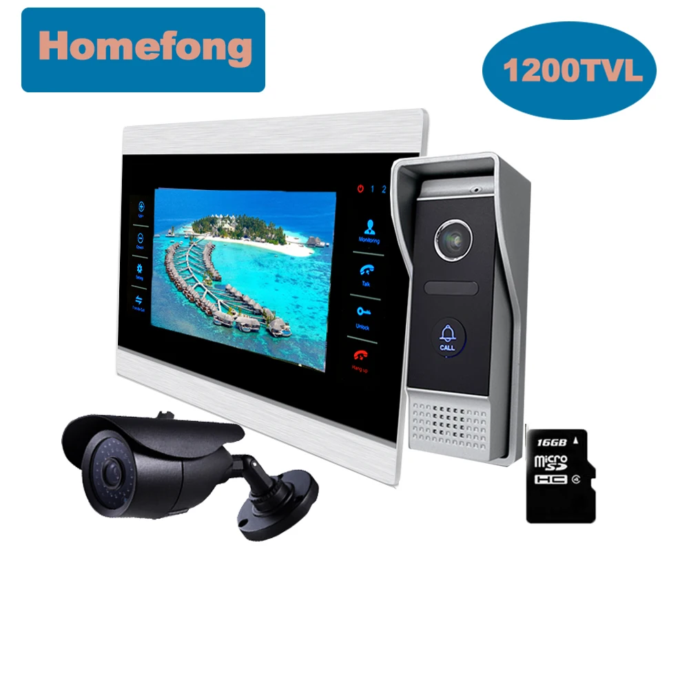 Homefong 10 Inch Large Screen Video Door Phone Intercom System Doorbell With Camera Motion Detection Record Unlock | Безопасность и
