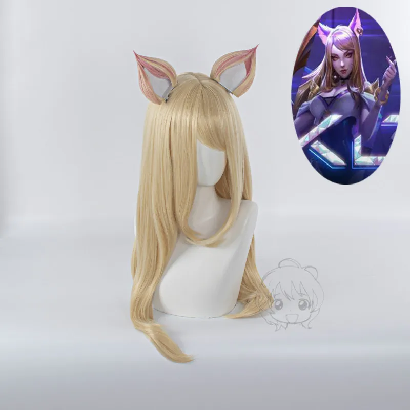 Cosplay LOL League of Legends KDA New Skin Ahri Kda Akali Rogue Assassin Evelynn Kaisa Costume Wigs Synthetic Hair + Wig Cap