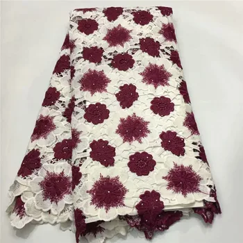 

2019 African French lace heavy tulle fabric Nigerian garment cloth with lots of Stones high quality 5 yards for wedding E66-408