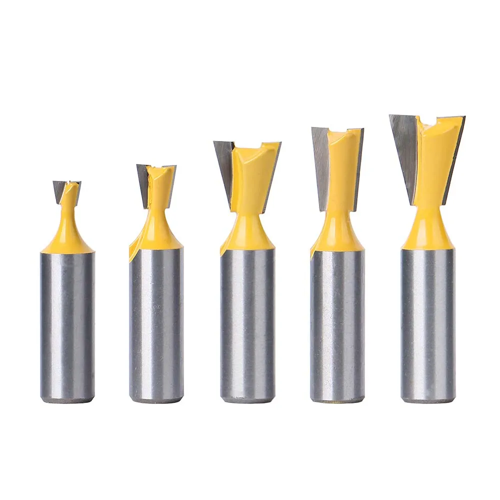 5pcs 1/2" Shank Dovetail Joint Router Bits Woodworking Milling Cutter Set For Cabinets Door Frames for Tackle | Инструменты