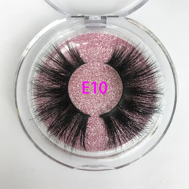 E10 round case Mikiwi 25 мм длинные 3D норковые ресницы 20 пар/лот удлиненные норковые ресницы большая драматическая объемная лента накладных ресниц толстые накладные ресницы - Цвет: E10 round case