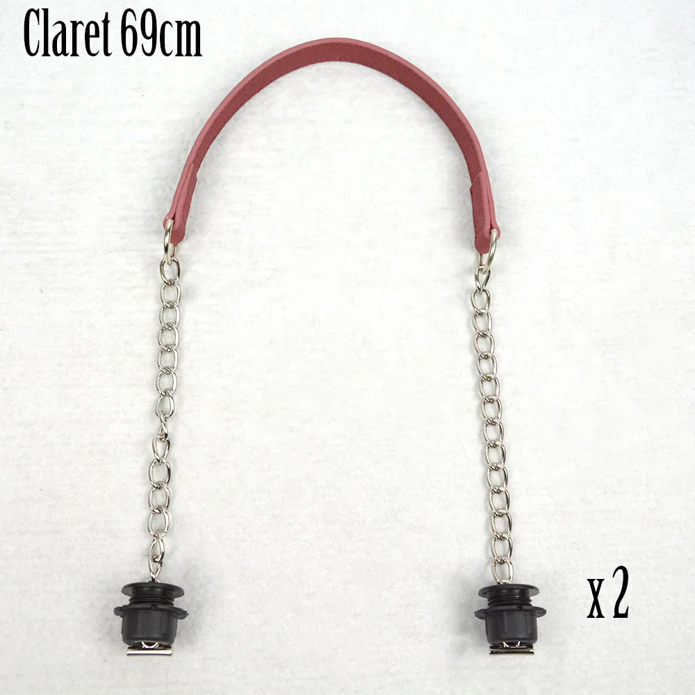 claret Новинка, Tanqu, 1 пара, нубук, плоская, серебряная, короткая, толстая, с одной цепочкой, с пряжкой, черные винты для Obag, O сумка, ручки для женской сумки - Цвет: claret