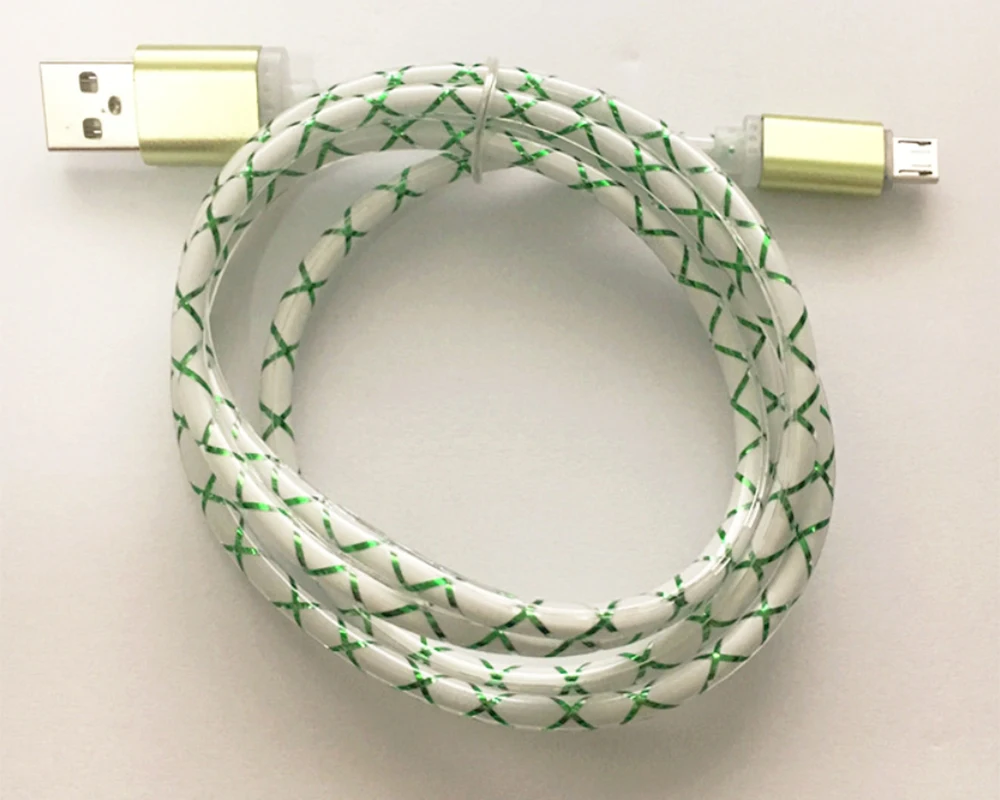 마이크로 USB 충전 데이터 동기화 케이블, 가시 LED 조명, 안드로이드 폰 범용 휴대폰용, 5 핀, 로트당 100 개