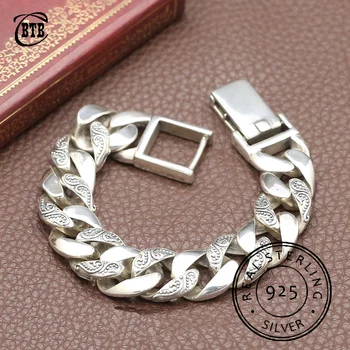

Male Biker Jewelry Plant Totem Genuine 100% 925 Silver Bracelets Punk Rock Vintage Heavy Sterling Silver Buddha Bracelet Men