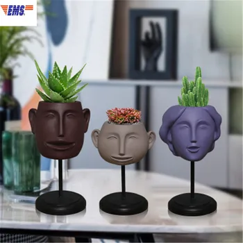

NORDIC ABSTRACTION A FAMILY OF THREE HUMAN FACE RESIN VASE CREATIVE OFFICE DESKTOP SUCCULENTS FLOWER POT ORNAMENTS X2971