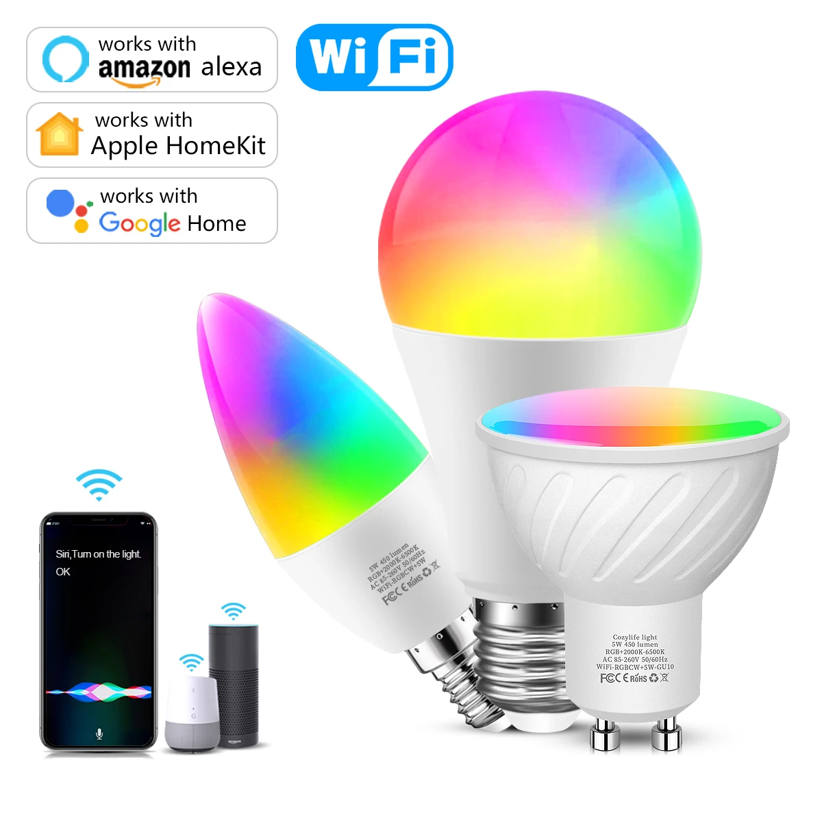 MFI Certified Homekit RGB LED Smart WiFi Light Bulb Lamp 110V/220V Siri Voice Control For Apple Home Kit App Alexa Google Home