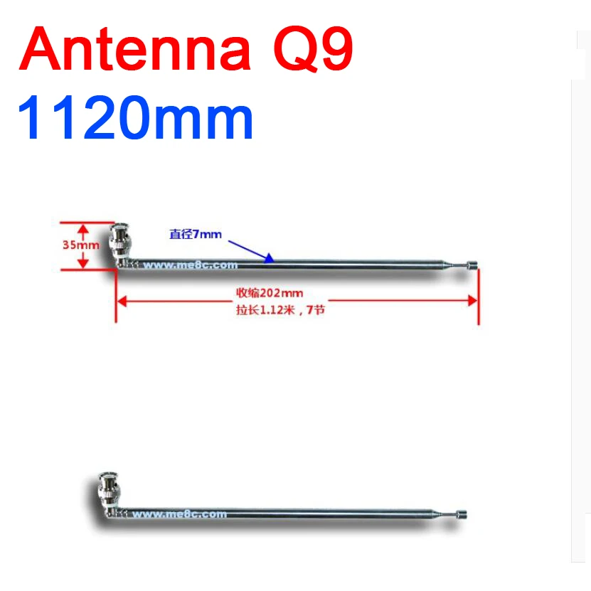 1120 Millimetri Antenna Telescopica Q9 Connettore Bnc Portatile Fm Radio Scanner Vhf Uhf Fm Ricevitore Trasmettitore Fm Antenna Nuovo