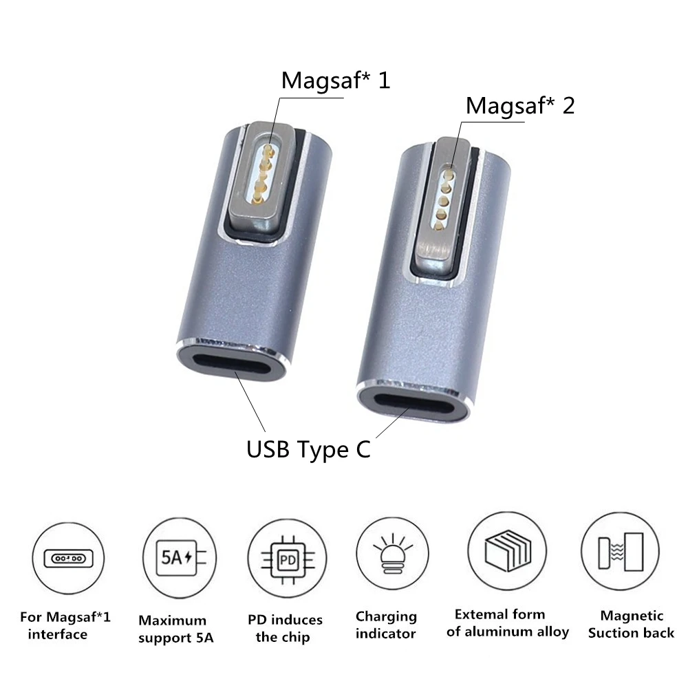 Переходник USB C на Magsaf * 2 и 1 переходник для Apple MAC Notebook Type-C мама магнитный папа
