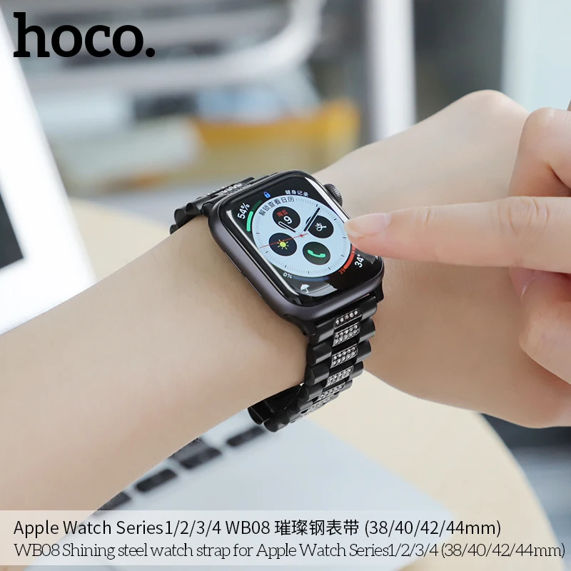 HOCO ремешок для часов для Apple Watch ремешок 38 мм 40 мм 42 мм 44 мм кристалл нержавеющая сталь металлический ремешок для iWatch 1/2/3/4/5