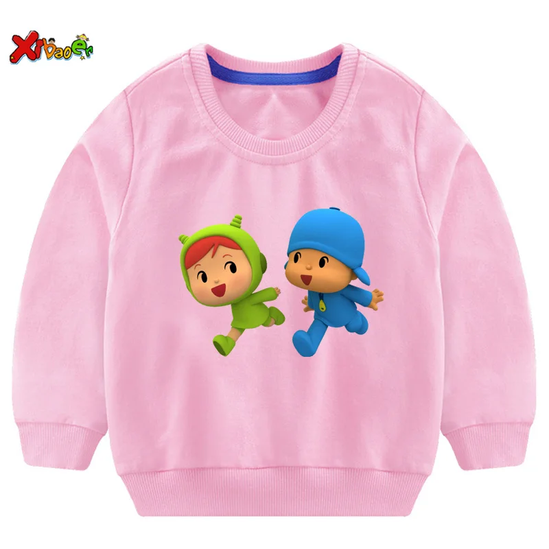 Детские свитшоты футболка для мальчиков с принтом Pocoyo детские толстовки Топы для маленьких мальчиков и девочек, одежда для мальчиков свитер с длинными рукавами для детей 6 лет