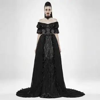 

Punk Rave Women's Goth Off Shoulder Pleated Long Flared Dresses WQ-447LQF