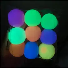 Boules murales autocollantes, 6 pièces, anti Stress amusant, à presser, lumineuses et extensibles, jouet, cadeau pour enfants, adolescents et adultes