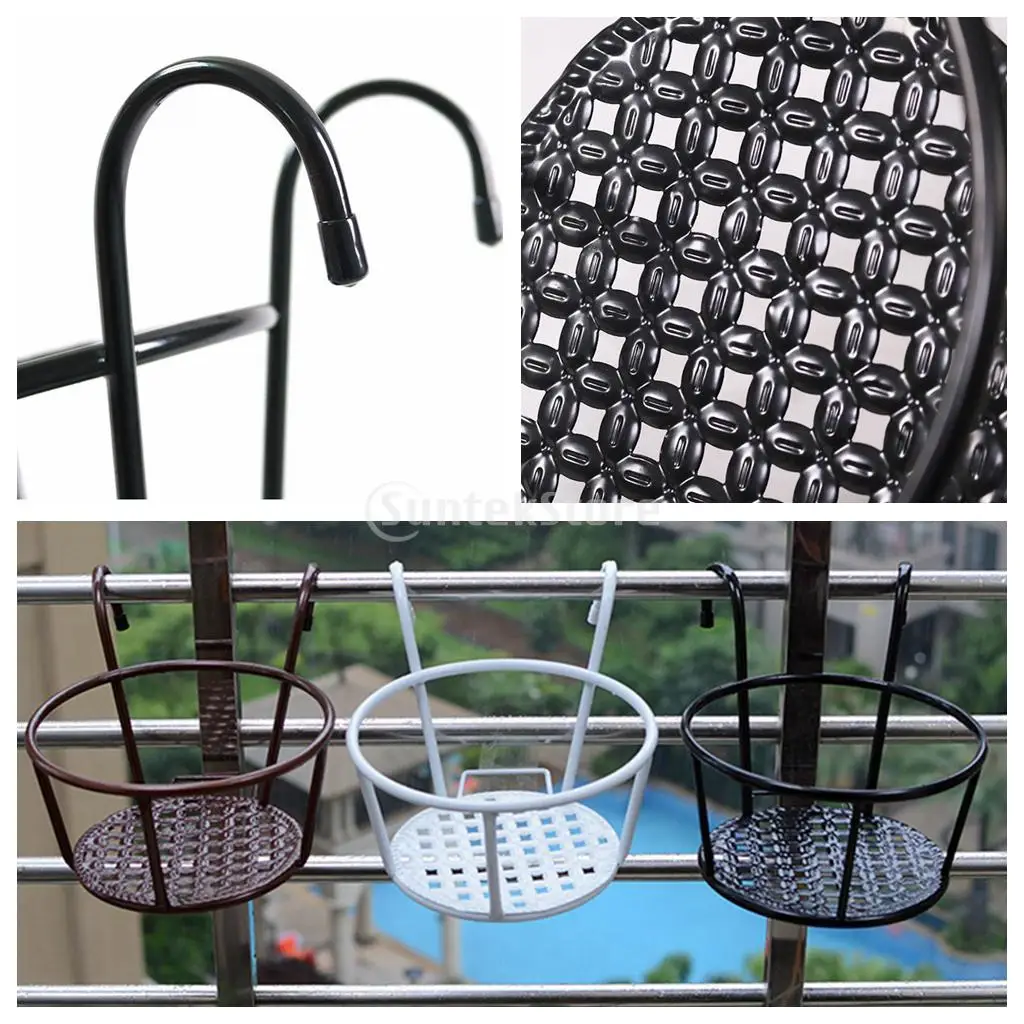 Rustic Metal Flowerpot Hanging Basket Thickened Pot Vase Rack Holder for Outdoor