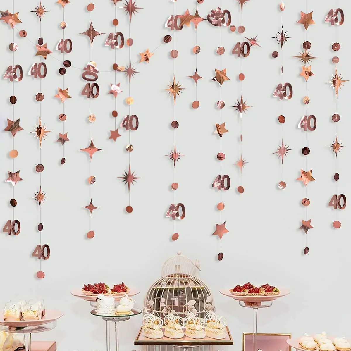 Rose Gold Birthday Celebration Hanging Streamer Decorations